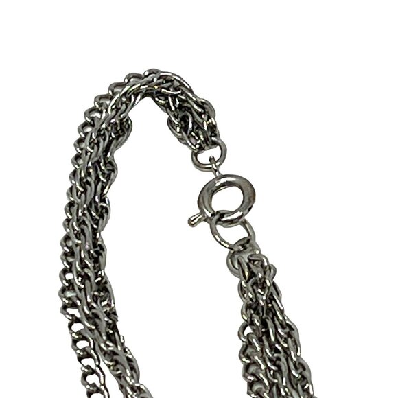 Multi Strand Boho Necklace Silver Tone Chain 44 inches - Picture 6 of 7